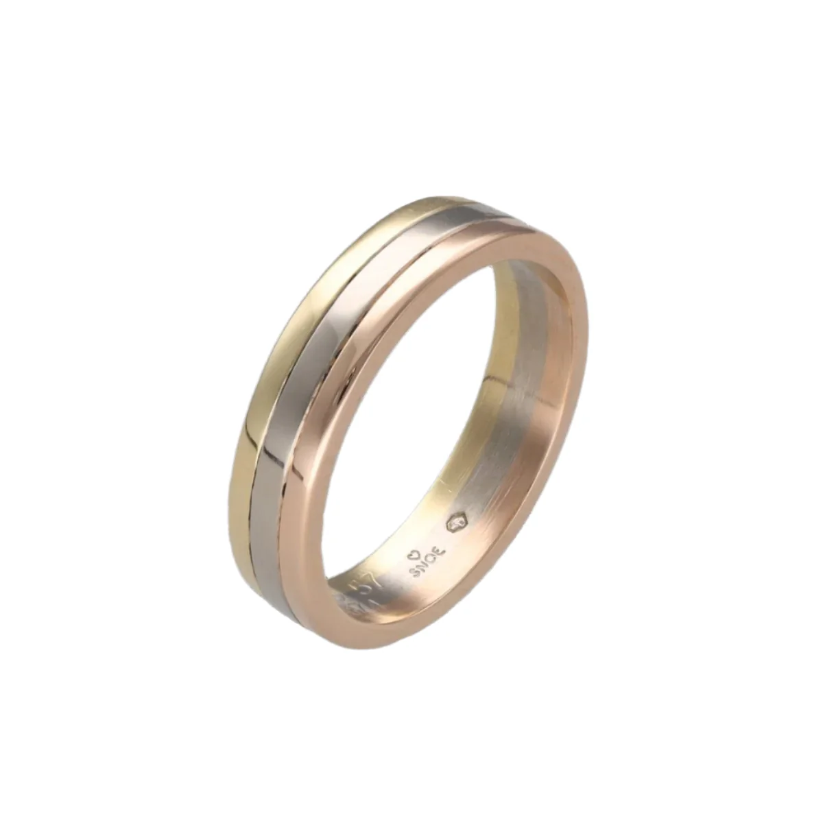 Bague Alliance CARTIER "Vendôme" en or jaune, blanc et rose - Image 5