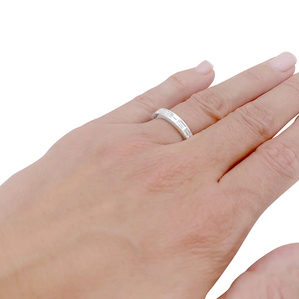 Alliance or blanc, diamants baguette. - Image 4