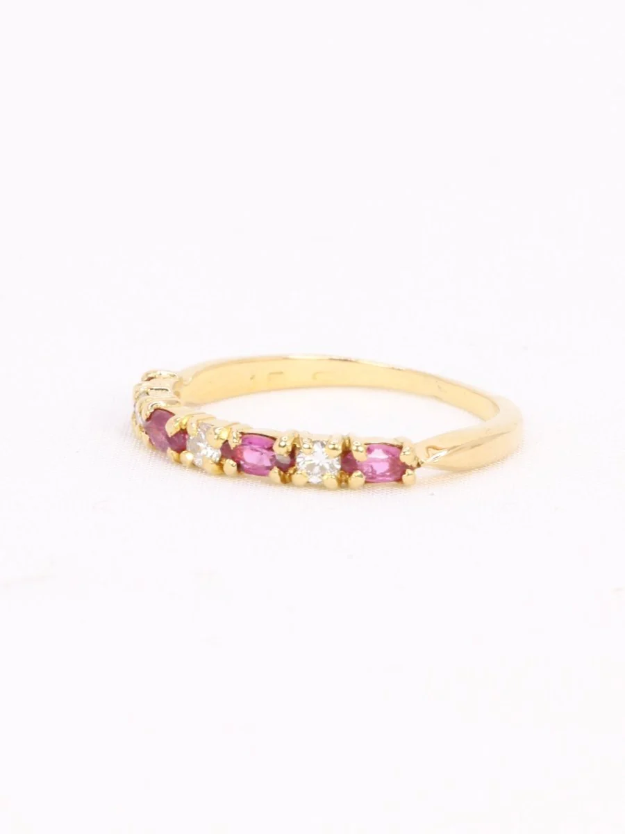 Alliance or jaune diamants tourmalines roses - Image 4
