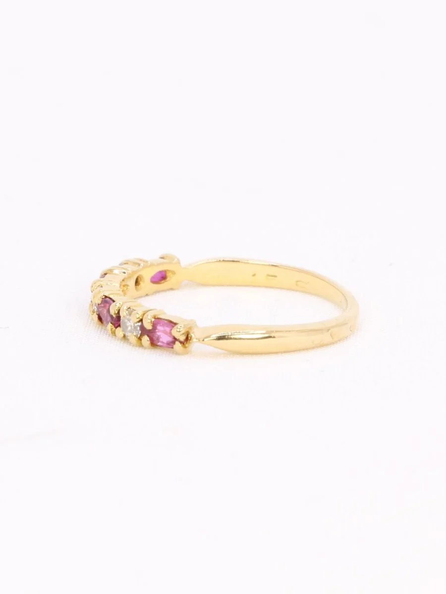 Alliance or jaune diamants tourmalines roses - Image 5