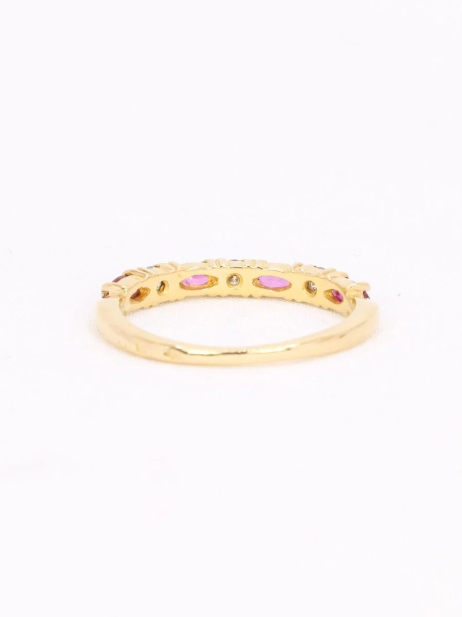 Alliance or jaune diamants tourmalines roses - Image 6