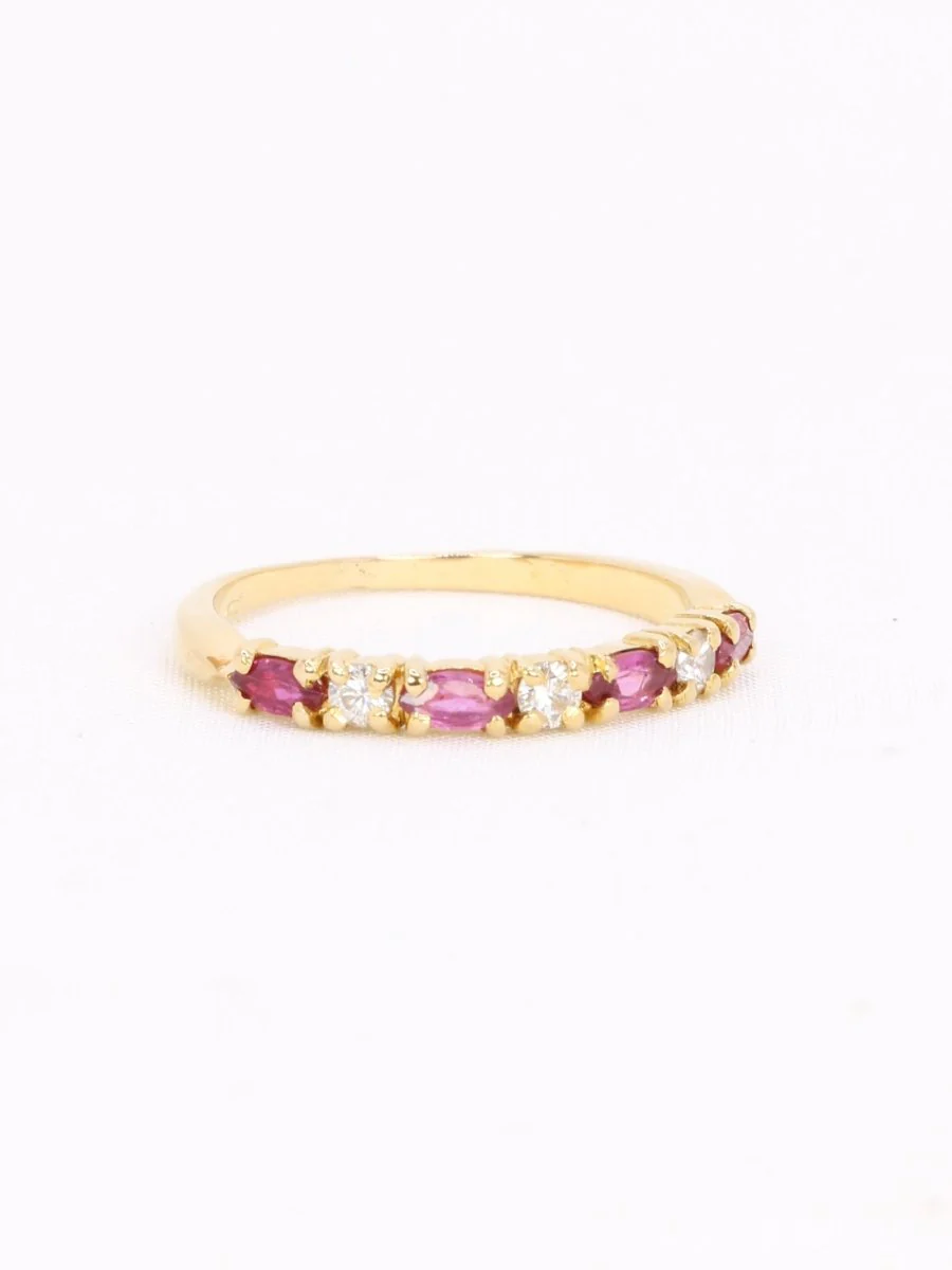 Alliance or jaune diamants tourmalines roses - Image 7