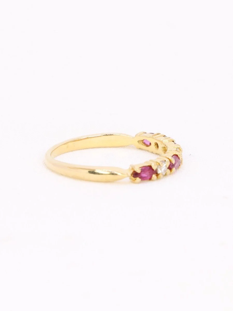 Alliance or jaune diamants tourmalines roses - Image 8