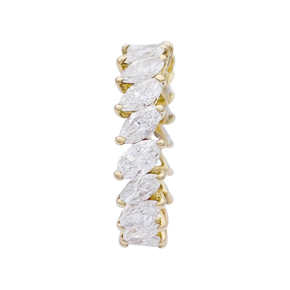 Alliance tour complet or jaune et diamants navettes. - Image 4