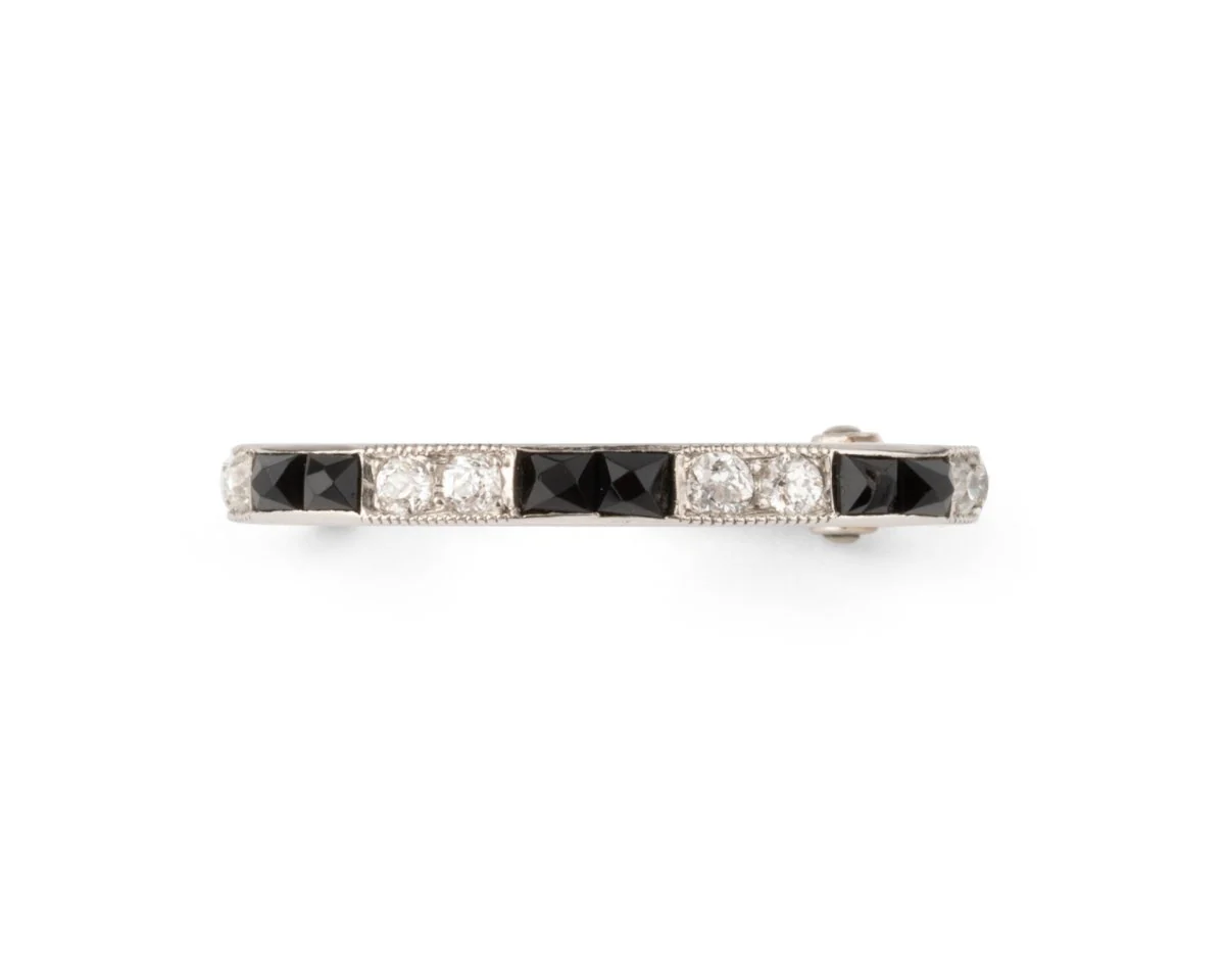 Anneau de foulard CARTIER en or blanc, onyx et diamants - Image 5