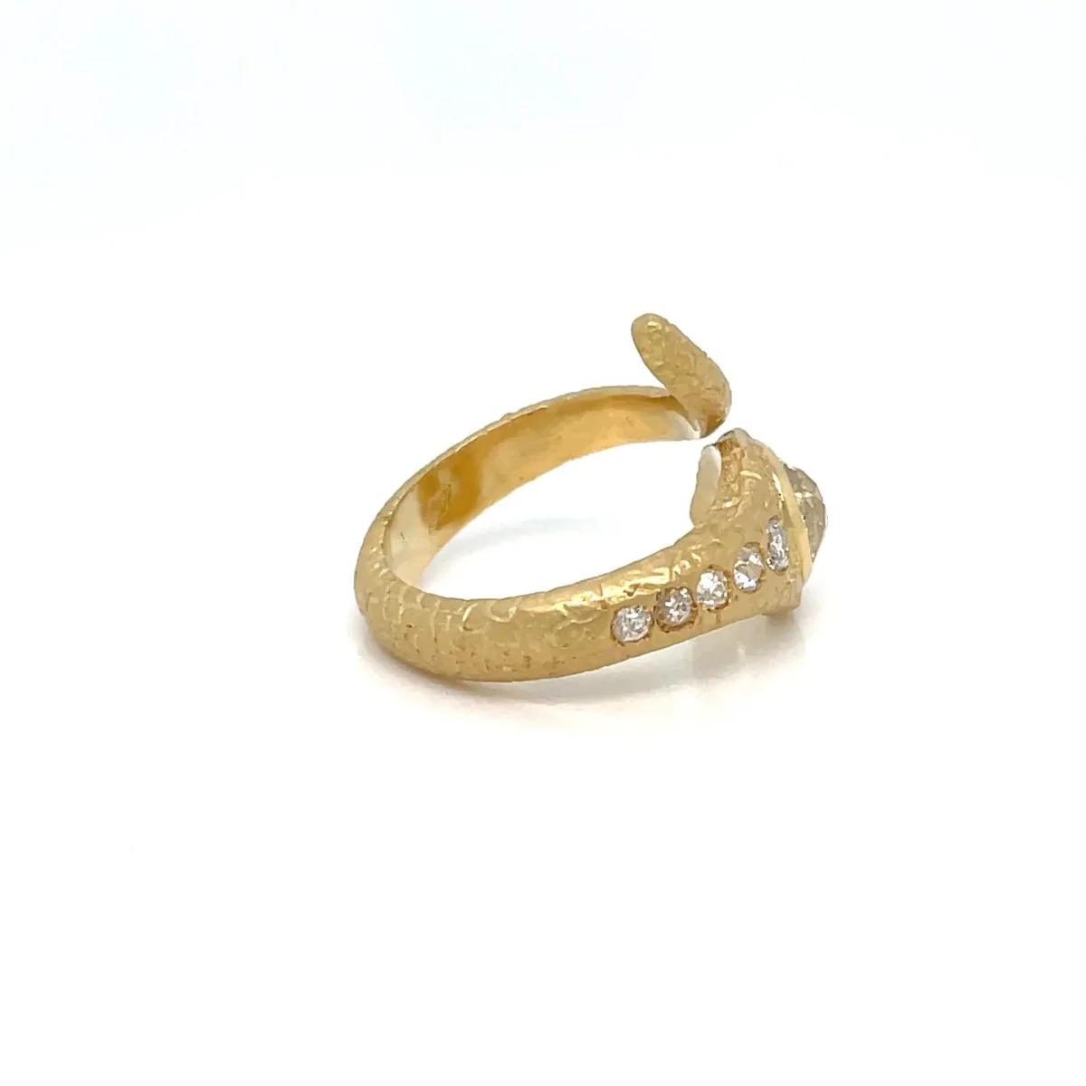 Antique Diamond Coiled Snake Engraved Ring - Image 10