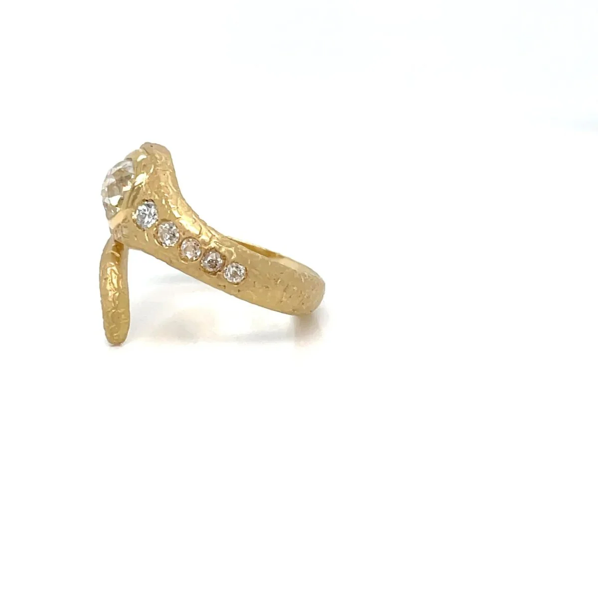 Antique Diamond Coiled Snake Engraved Ring - Image 4