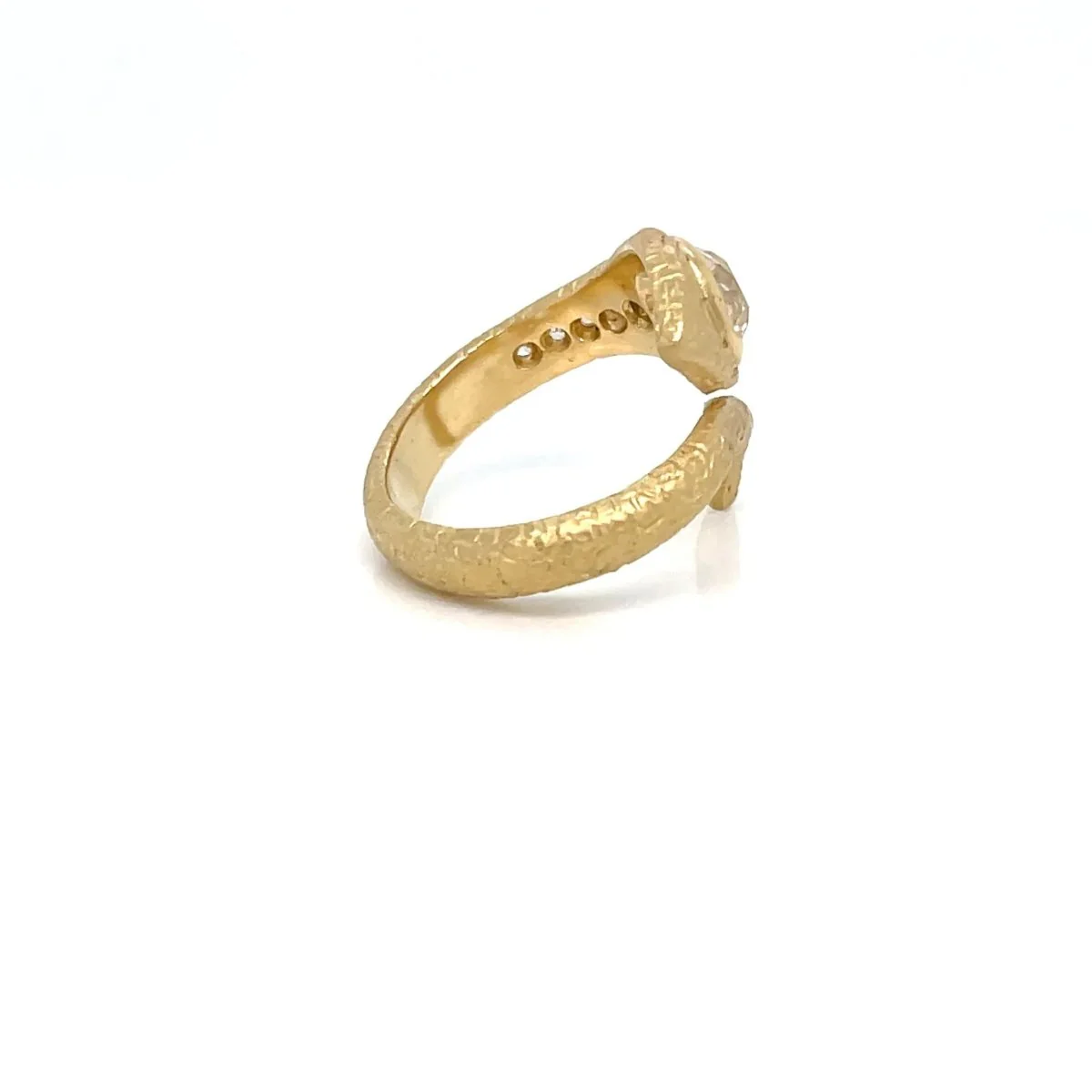 Antique Diamond Coiled Snake Engraved Ring - Image 6