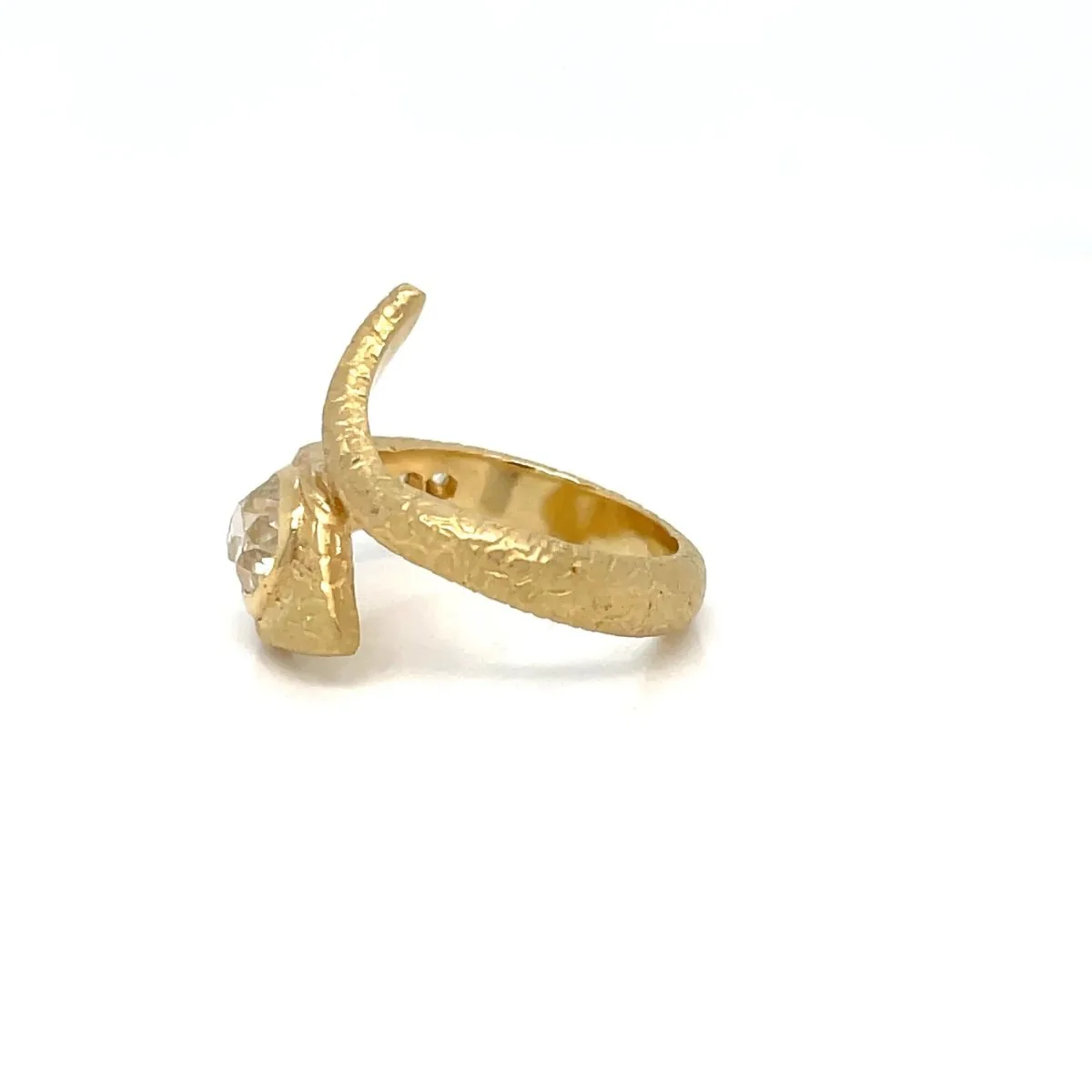 Antique Diamond Coiled Snake Engraved Ring - Image 8