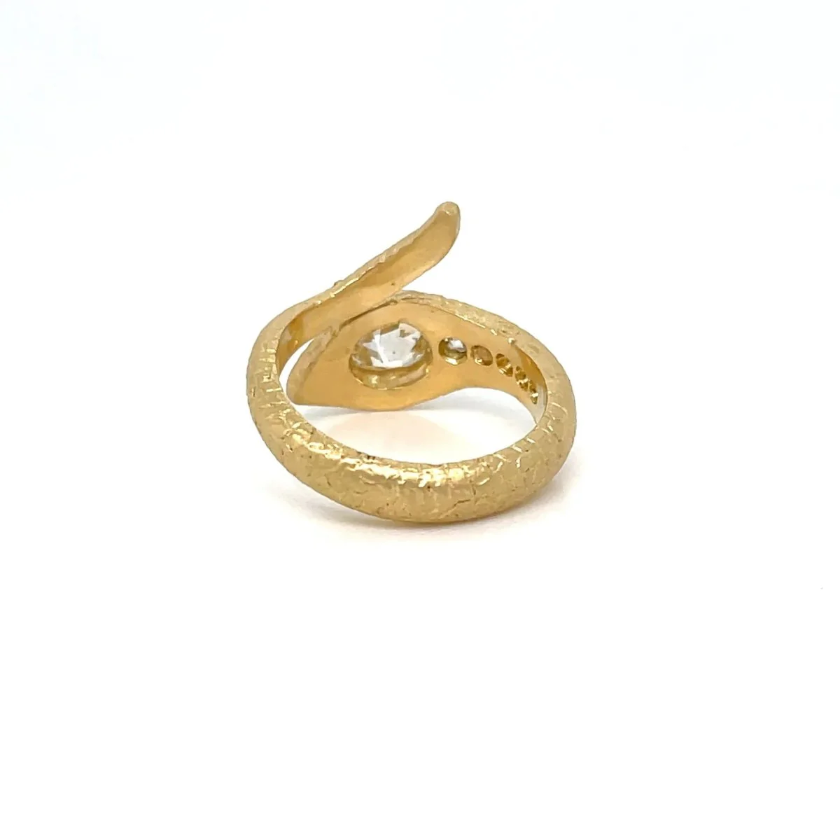 Antique Diamond Coiled Snake Engraved Ring - Image 9