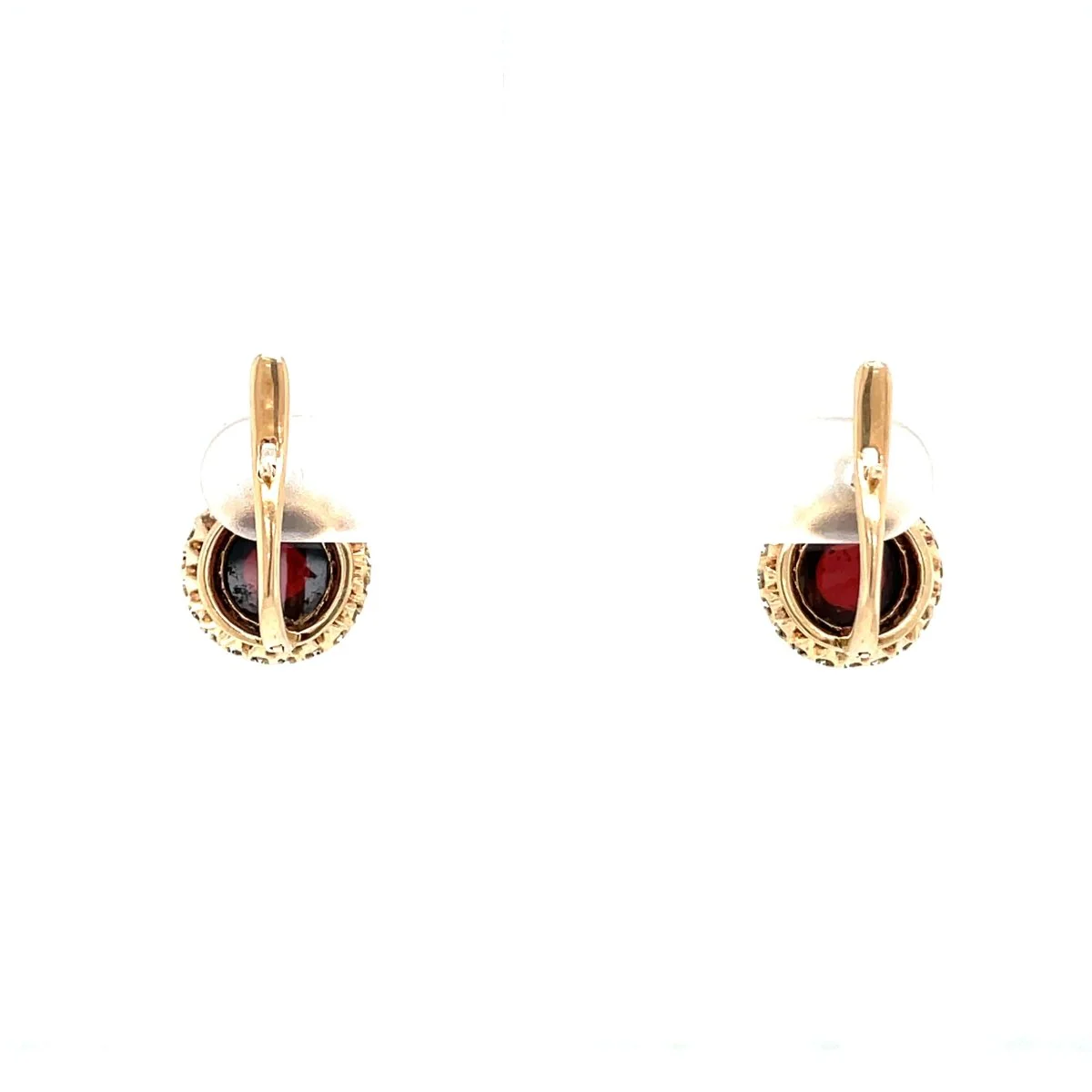 Boucles d'oreilles anciennes en or avec une grappe de grenats et de diamants, datant des années 1900. - Image 3