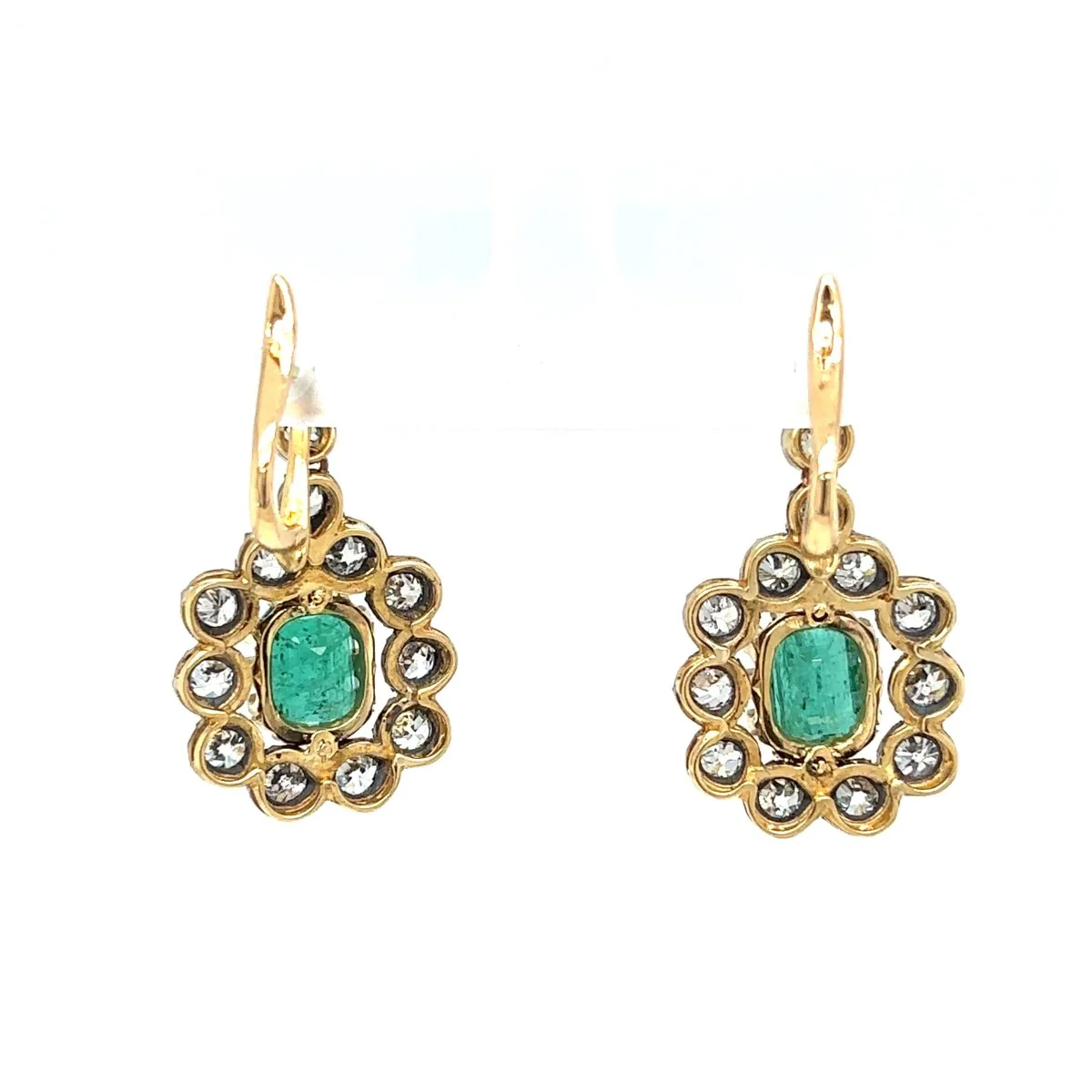Victorian Certificate Emerald Diamond Gold Drop Earrings, 1900s - Image 7