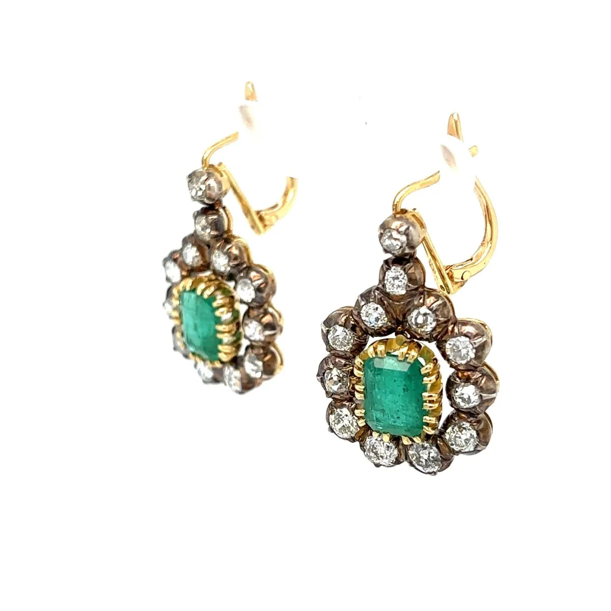 Victorian Certificate Emerald Diamond Gold Drop Earrings, 1900s - Image 8