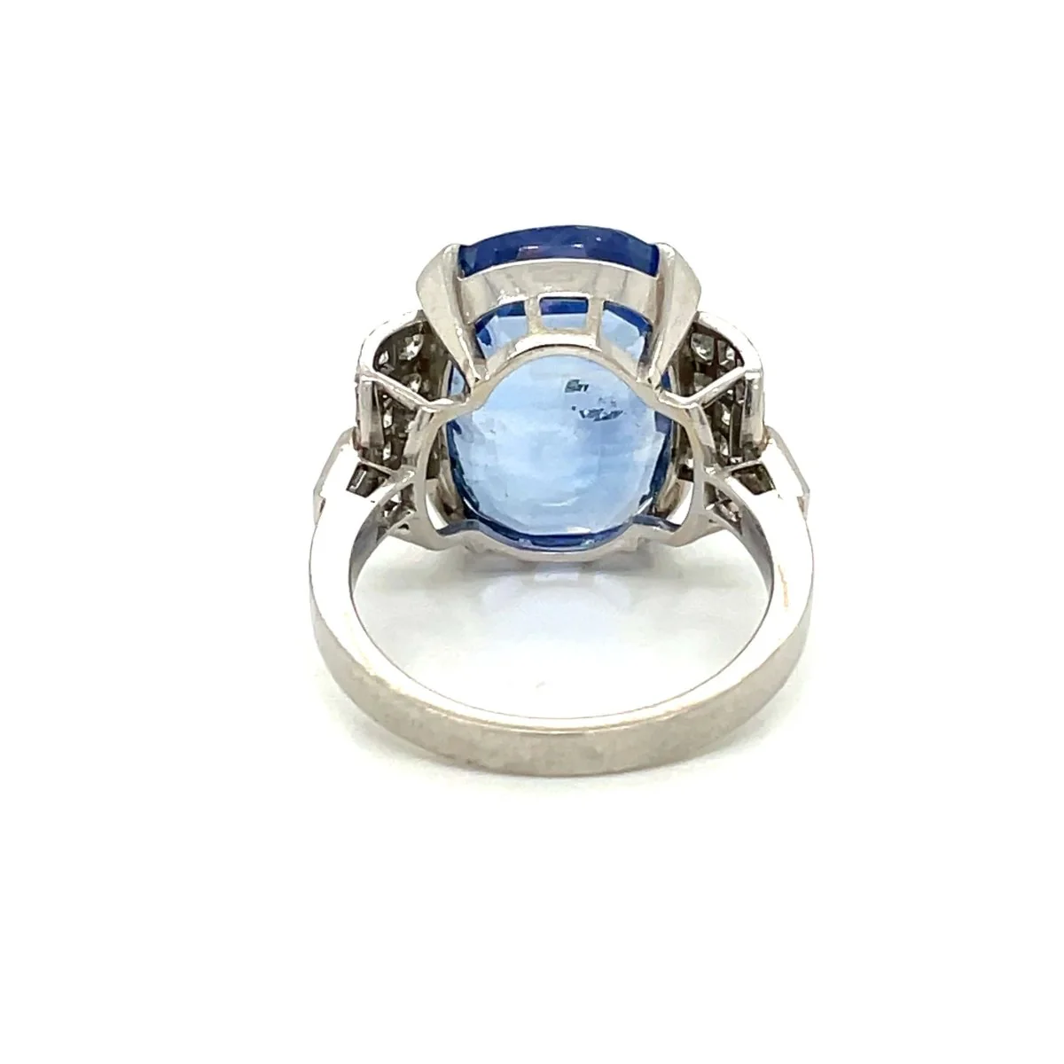 Bague Art Déco certifiée 15,50 carats saphir non chauffé diamant platine - Image 6