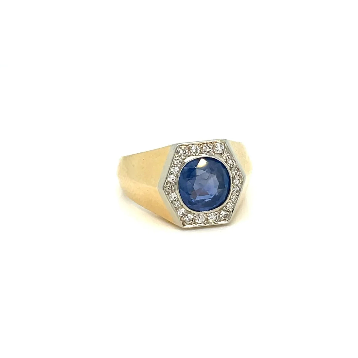 Art Deco Certified Unheated 2.50 Carat Sapphire Diamond Platinum Gold Ring - Image 2