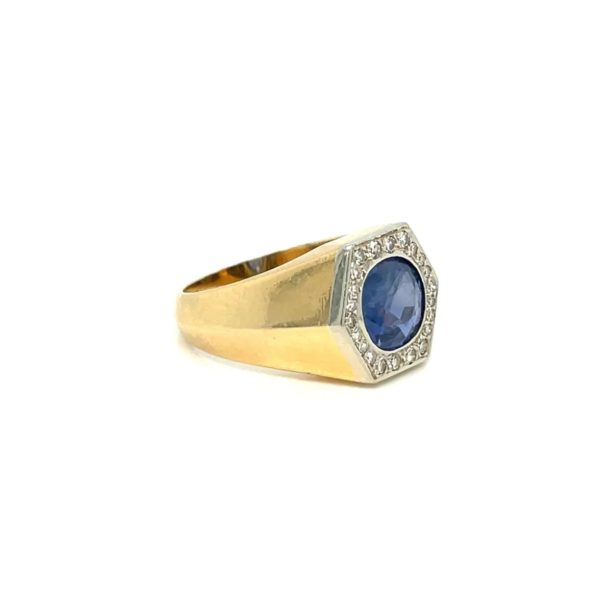 Art Deco Certified Unheated 2.50 Carat Sapphire Diamond Platinum Gold Ring - Image 3