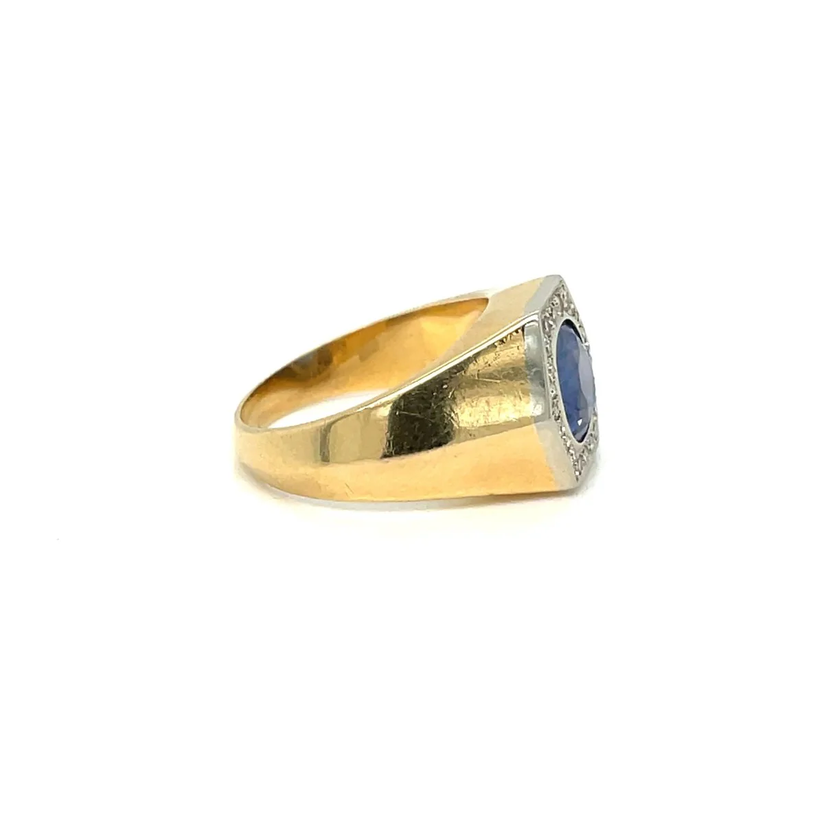 Art Deco Certified Unheated 2.50 Carat Sapphire Diamond Platinum Gold Ring - Image 4