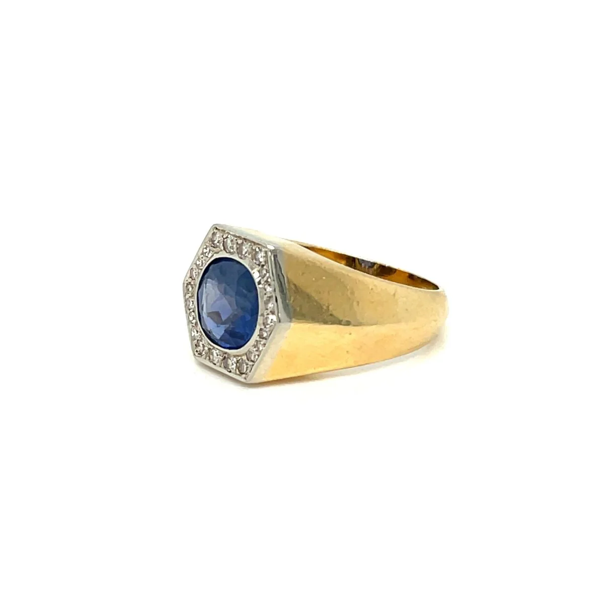 Art Deco Certified Unheated 2.50 Carat Sapphire Diamond Platinum Gold Ring - Image 7