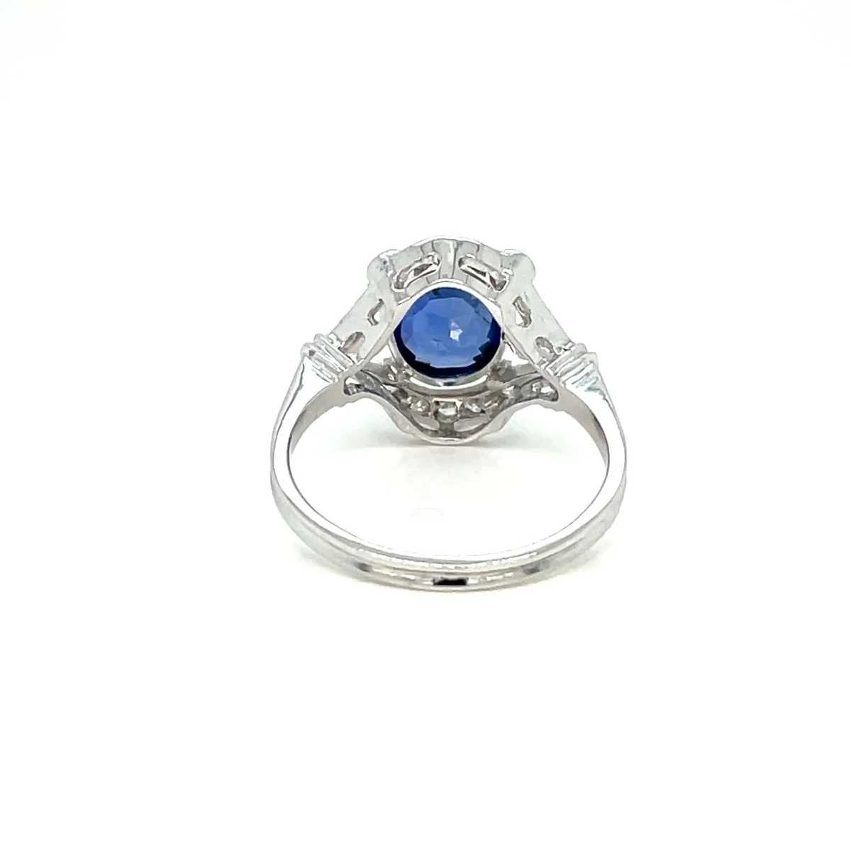Art Deco Certified No Heat Burma Sapphire Diamond Gold Ring - Image 5