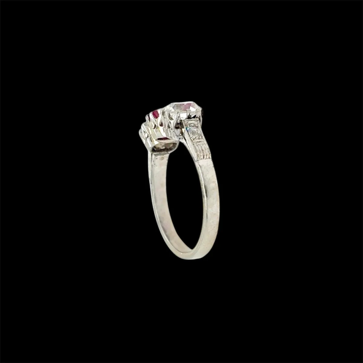 Art Deco Certified Unheated Burmese Ruby Diamond Gold Ring - Image 4