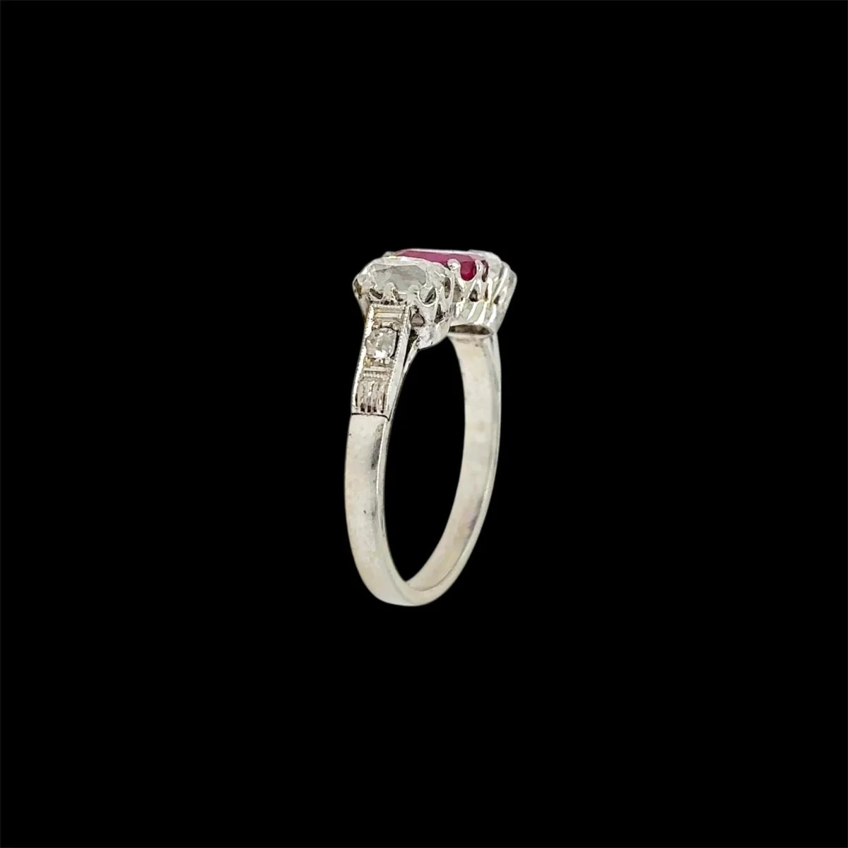 Art Deco Certified Unheated Burmese Ruby Diamond Gold Ring - Image 5