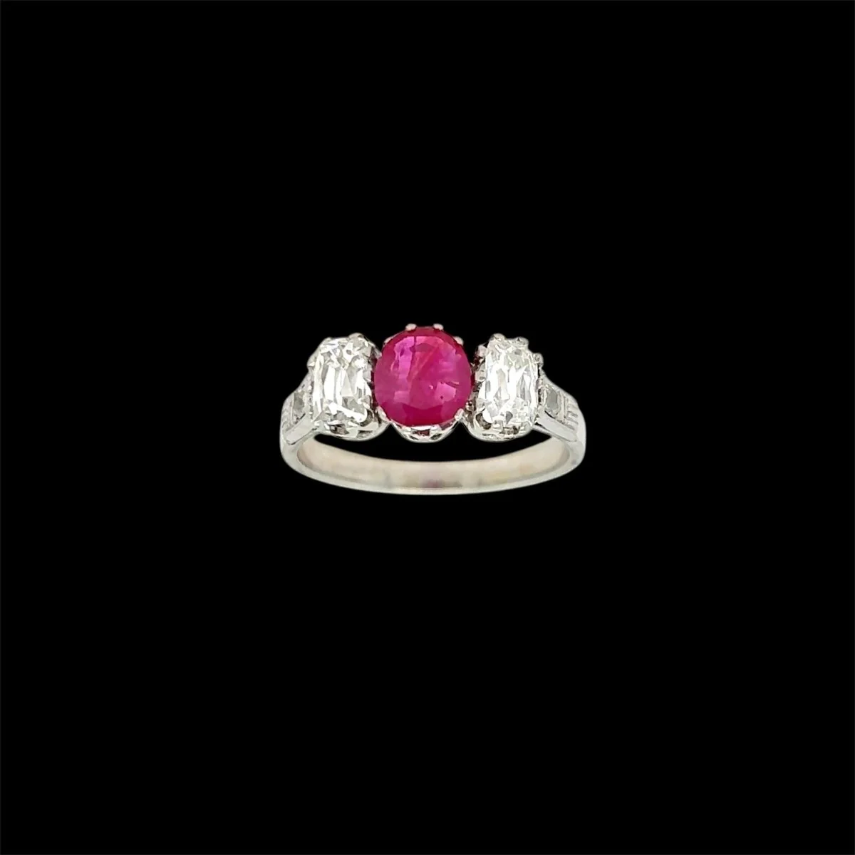 Art Deco Certified Unheated Burmese Ruby Diamond Gold Ring - Image 6