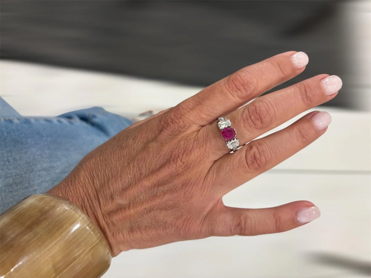 Art Deco Certified Unheated Burmese Ruby Diamond Gold Ring - Image 7