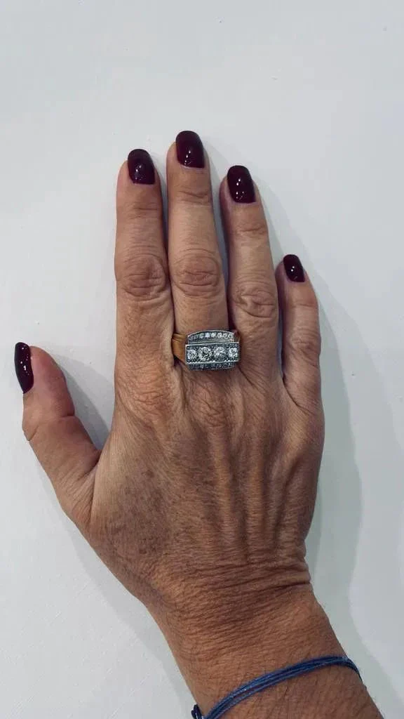 Art Deco Diamond Gold Cocktail Ring - Image 11