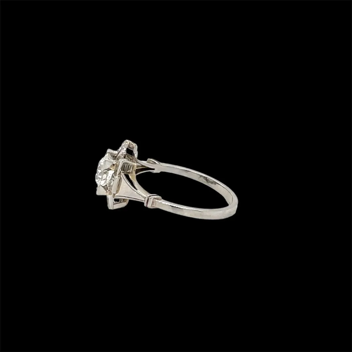Art Deco Diamond Plaque Filigree Engagement Ring - Image 3