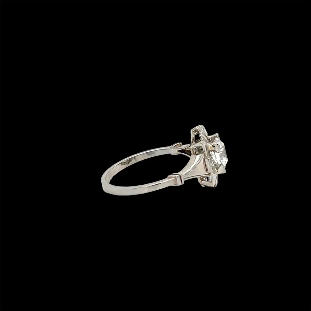 Art Deco Diamond Plaque Filigree Engagement Ring - Image 4