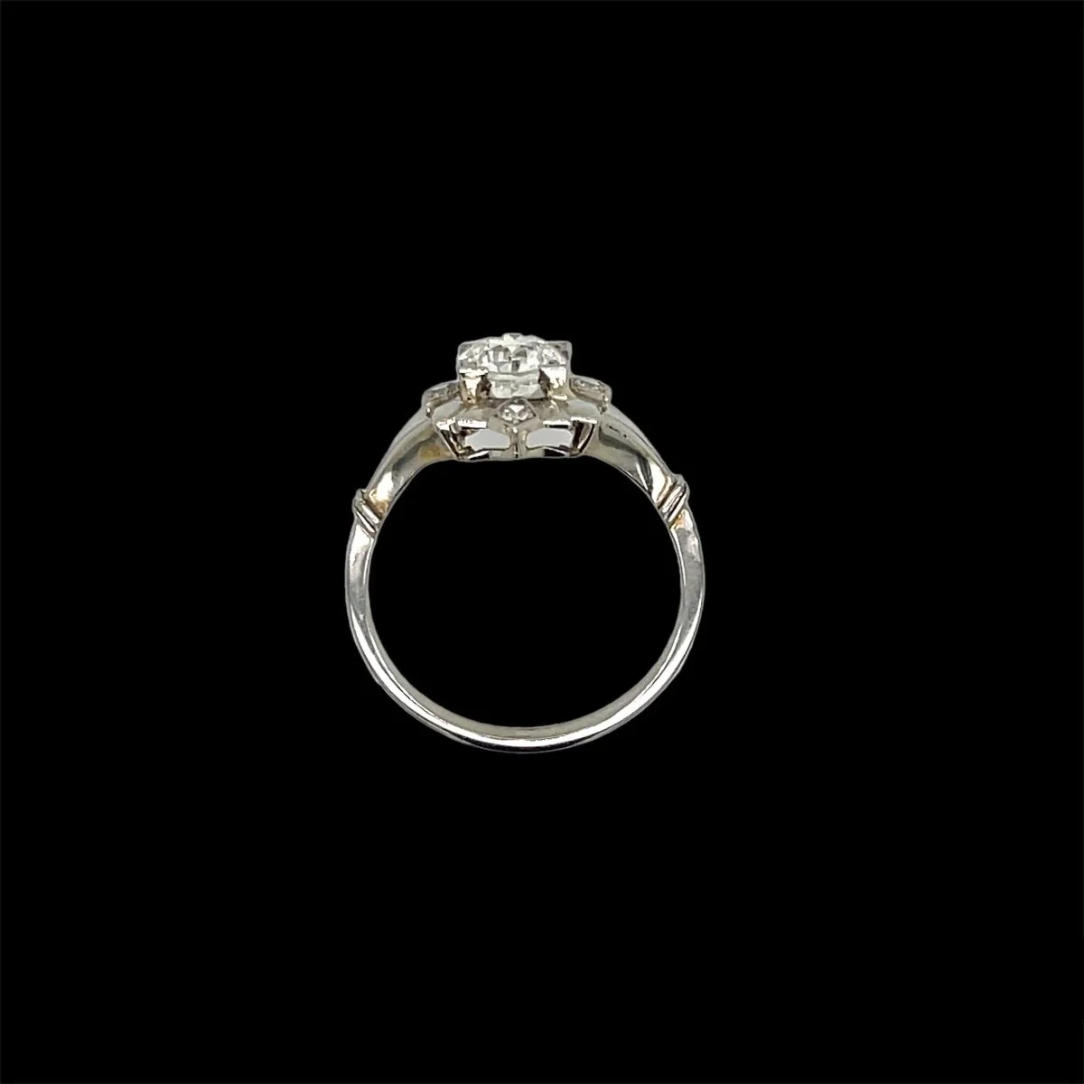 Art Deco Diamond Plaque Filigree Engagement Ring - Image 6