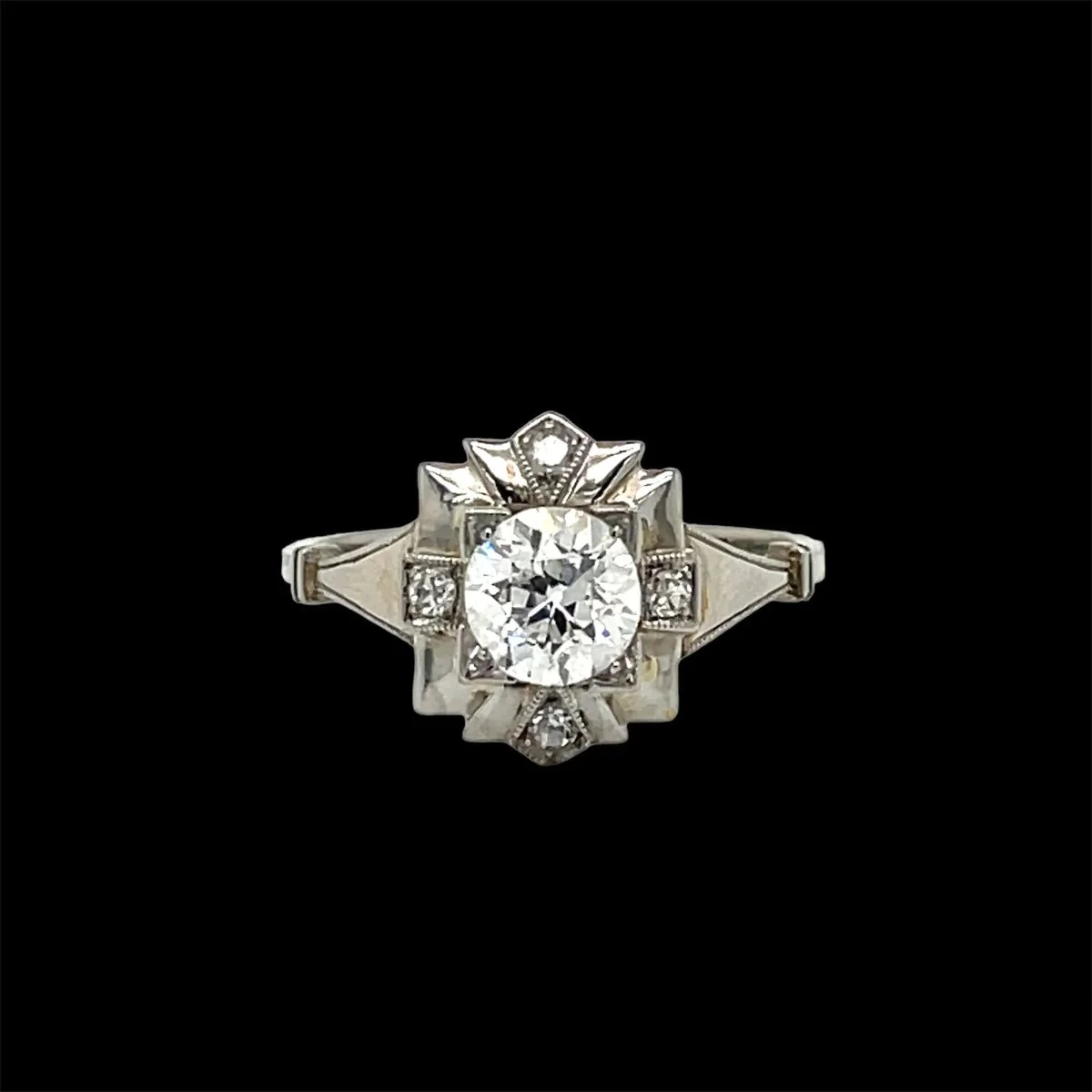 Art Deco Diamond Plaque Filigree Engagement Ring - Image 7