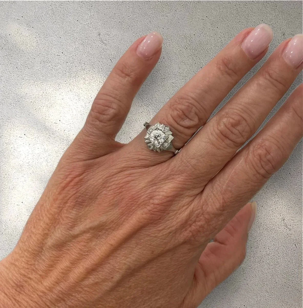Art Deco Diamond Plaque Filigree Engagement Ring - Image 8