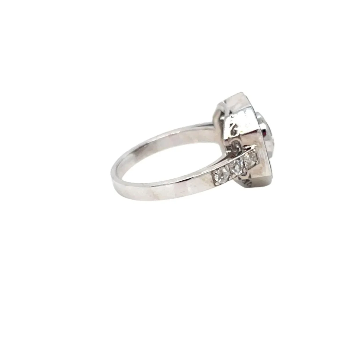 Bague Art Déco en or blanc, onyx et diamant - Image 5