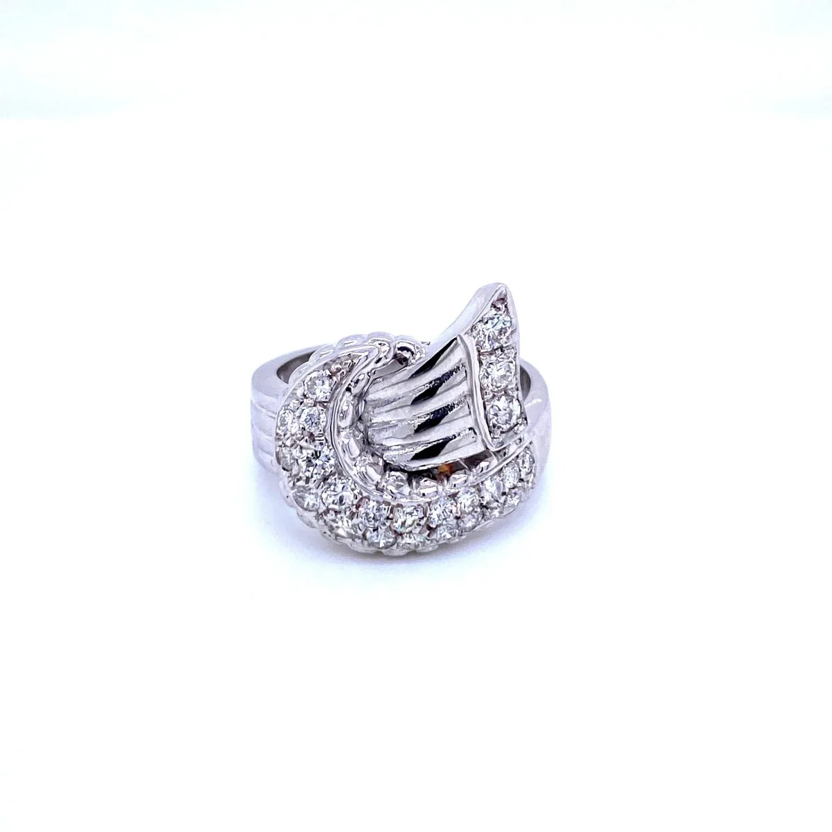 Art Deco Style Diamond Gold Bow Ring - Image 7