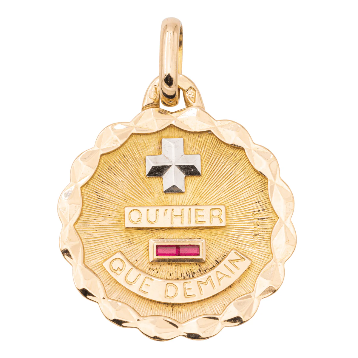 Augis Pendentif Médaille Médaille d'amour Or jaune Rubis