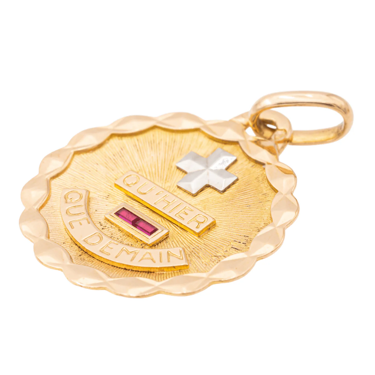 Augis Pendentif Médaille Médaille d'amour Or jaune Rubis - Image 2