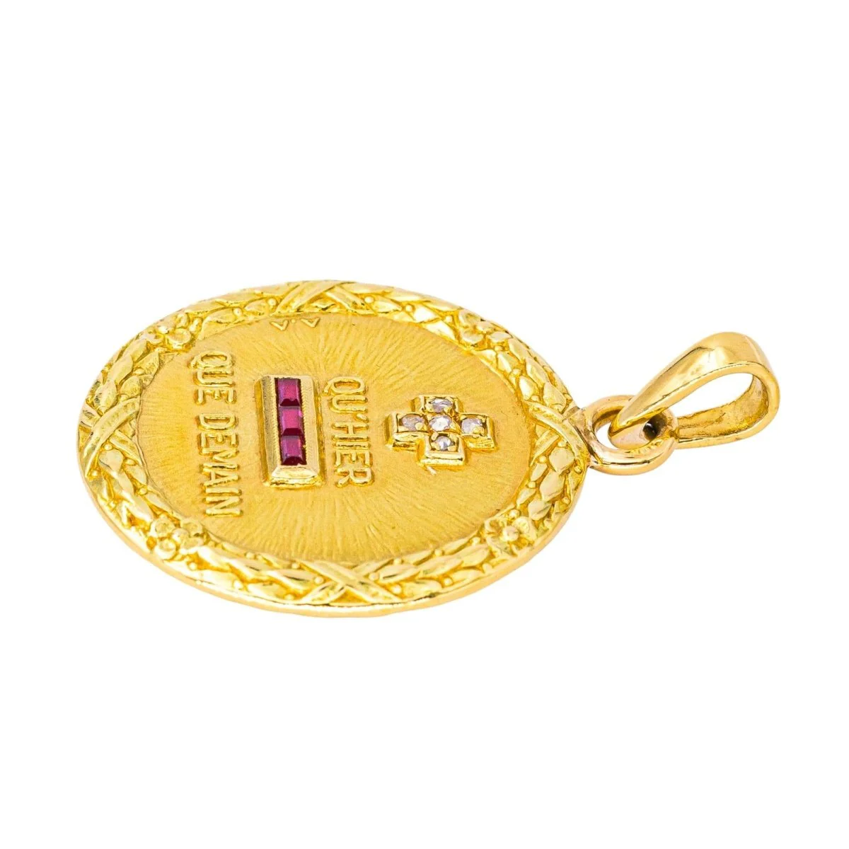 Pendentif AUGIS en or jaune, rubis et diamants - Image 2