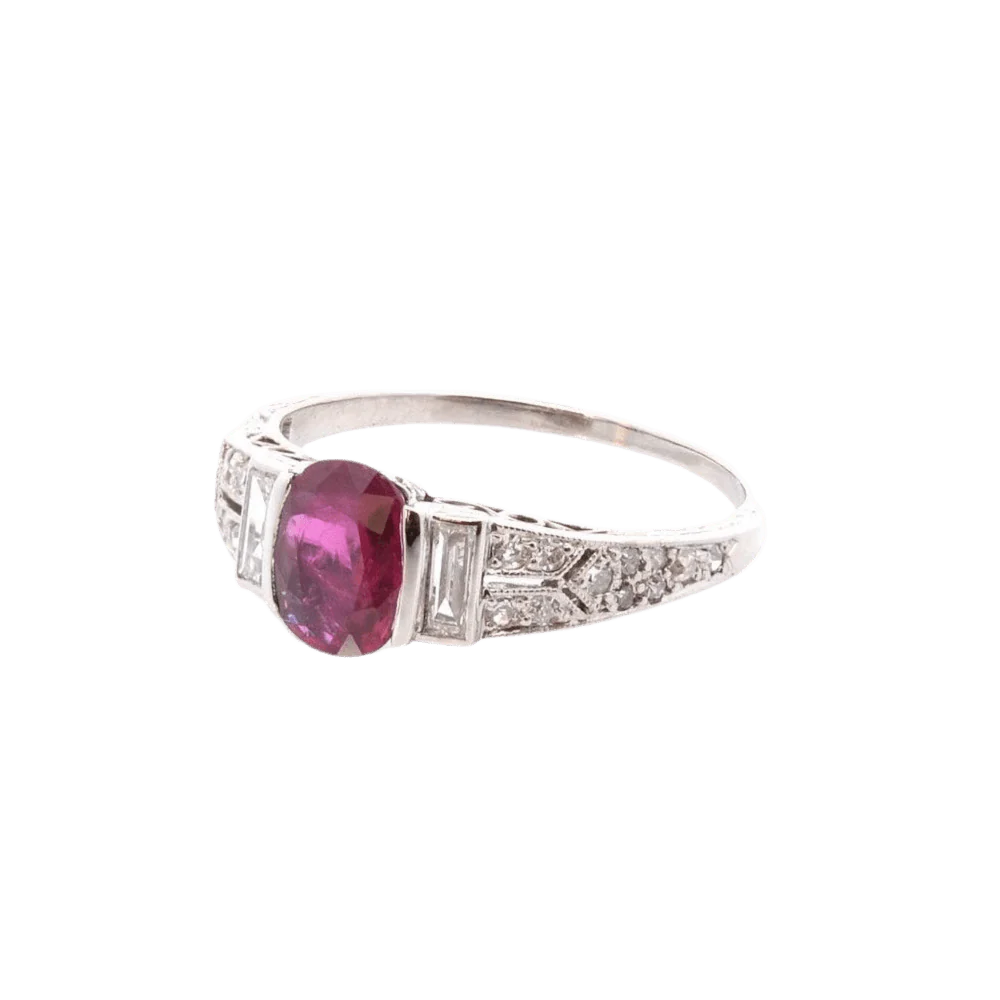Bague en or blanc, rubis et diamants - Image 2