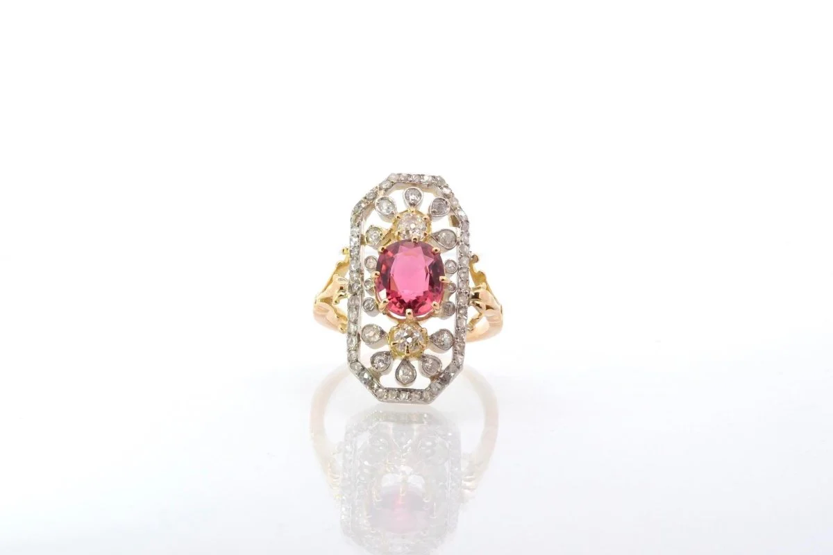 Bague 1900 sertie d'une tourmaline et de diamants - Image 2