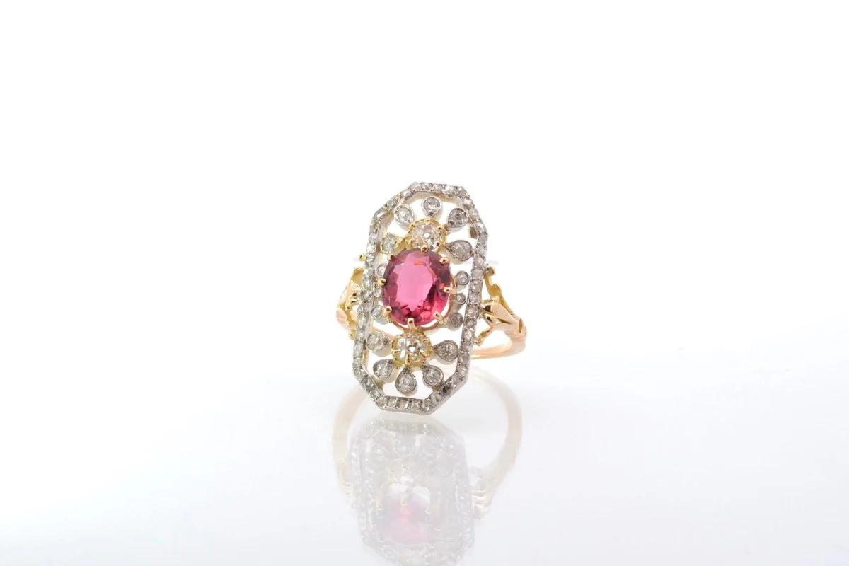 Bague 1900 sertie d'une tourmaline et de diamants - Image 3