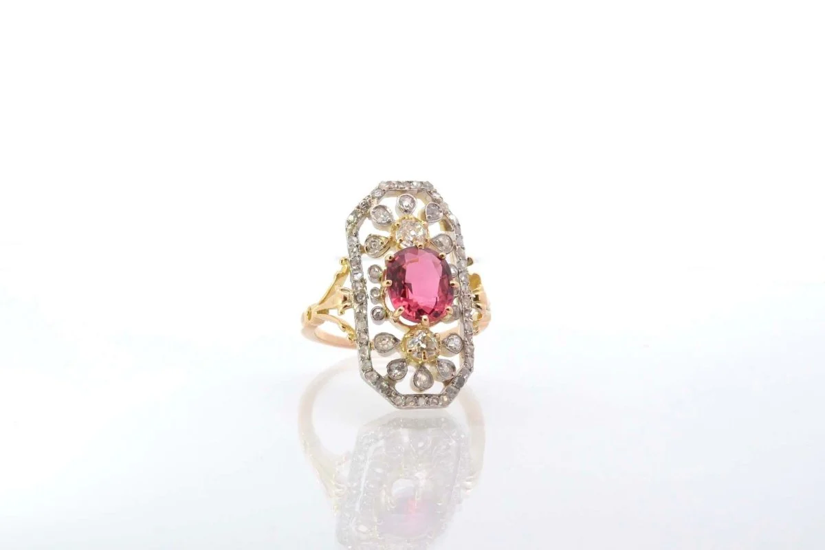 Bague 1900 sertie d'une tourmaline et de diamants - Image 4