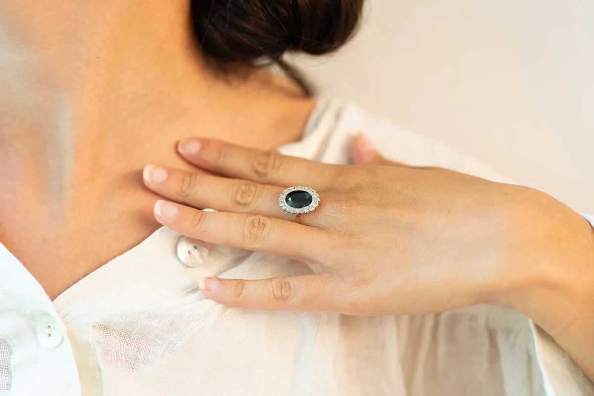 Bague 1930 saphir diamants - Image 6