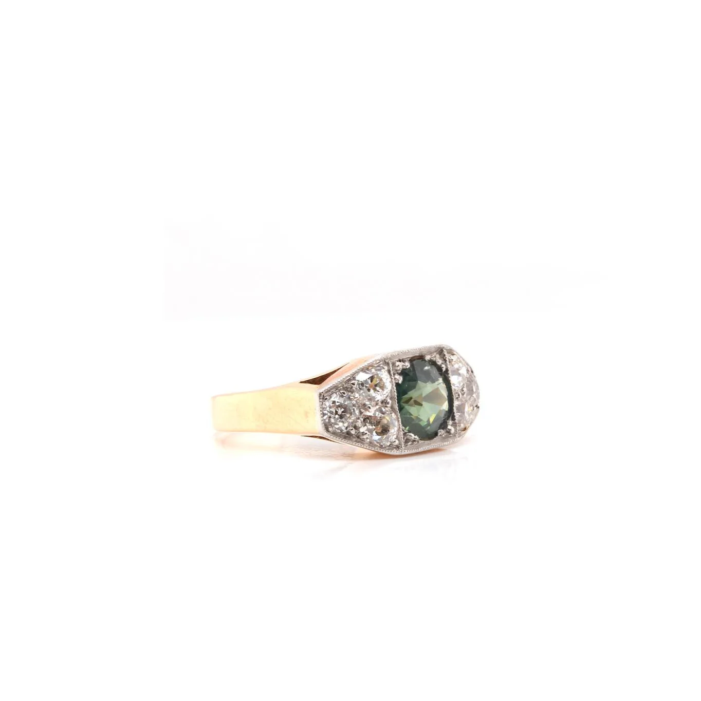 Bague Entourage en or, platine, saphir et diamant - Image 5