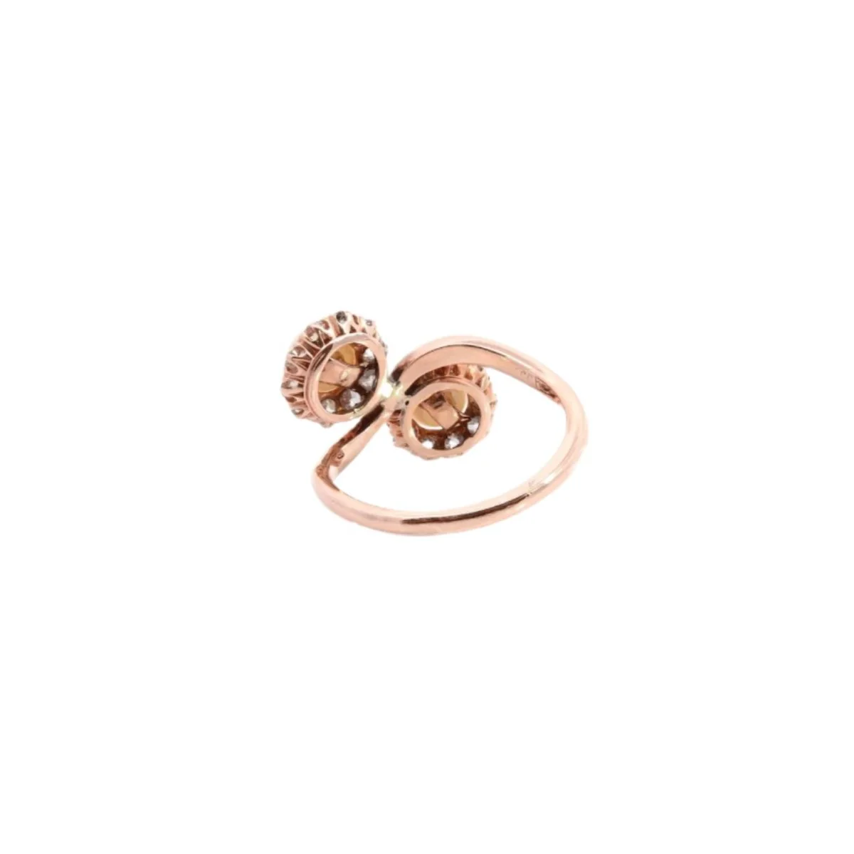 Bague Toi et Moi en or rose, perle et diamant - Image 2