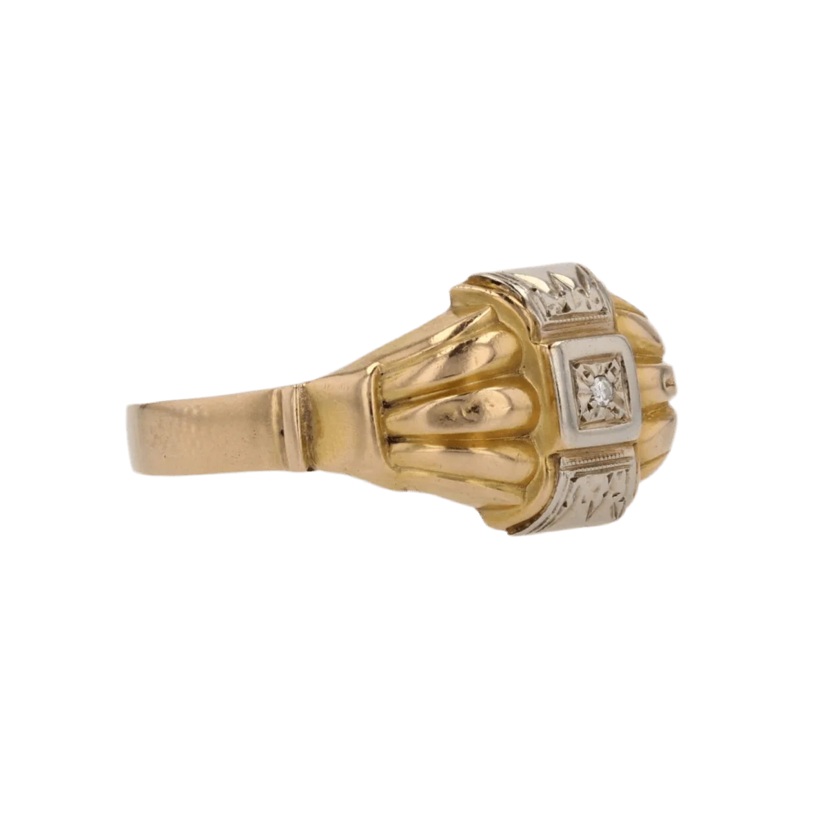 Bague Dôme en or jaune, or blanc et diamant - Image 5