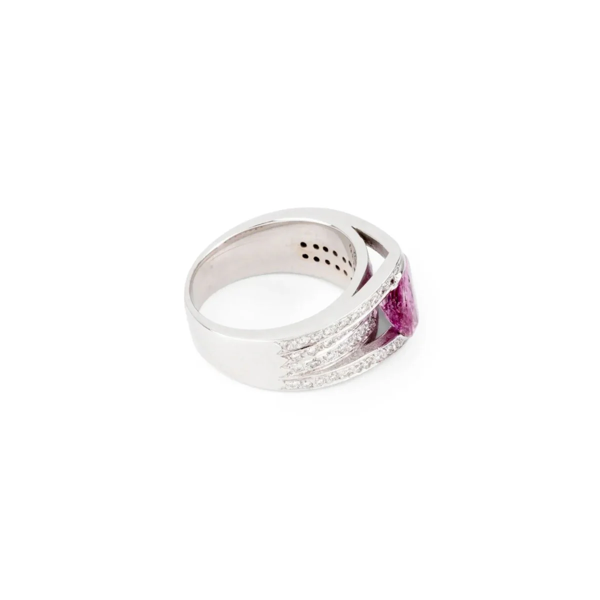 Bague or gris et saphir rose - Image 8