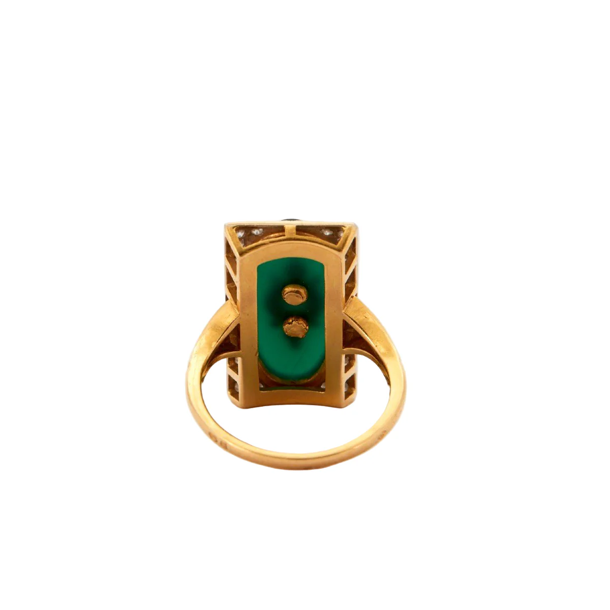 Bague Cocktail en or jaune, platine, agate et diamants - Image 3