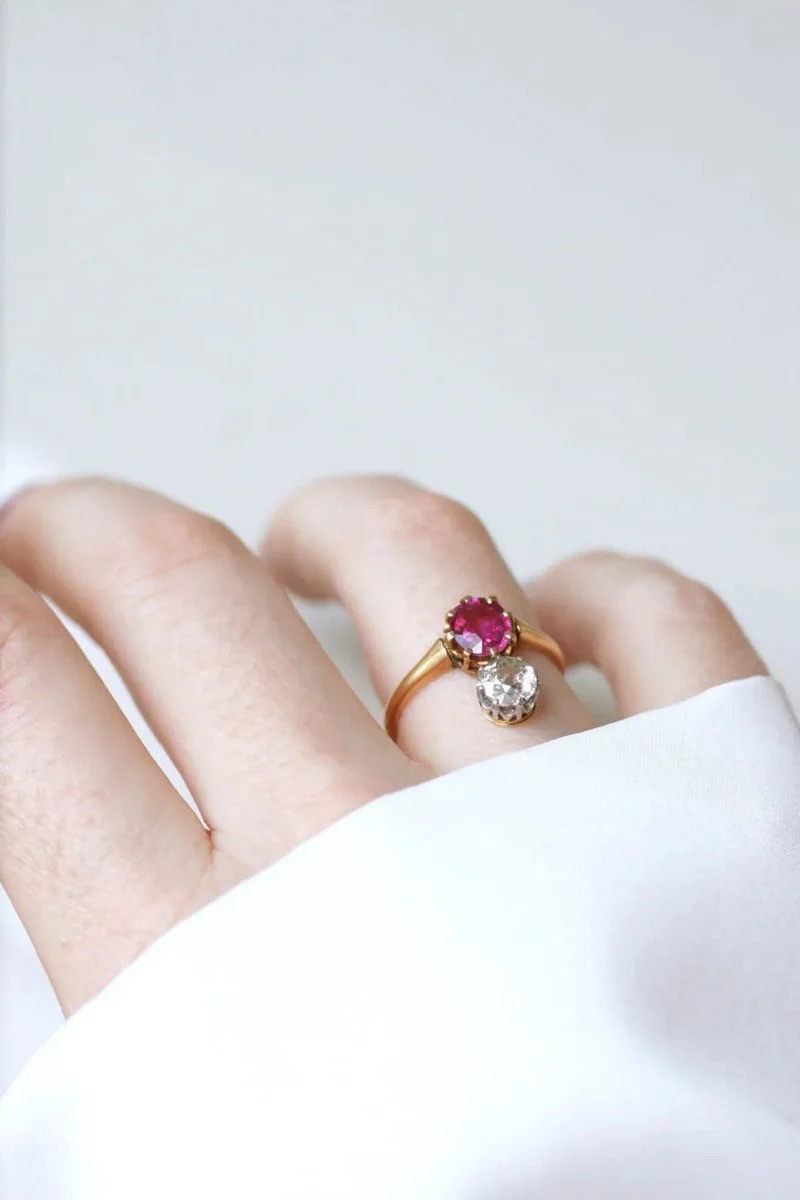 Bague aigrette diamant et tourmaline rose - Image 2