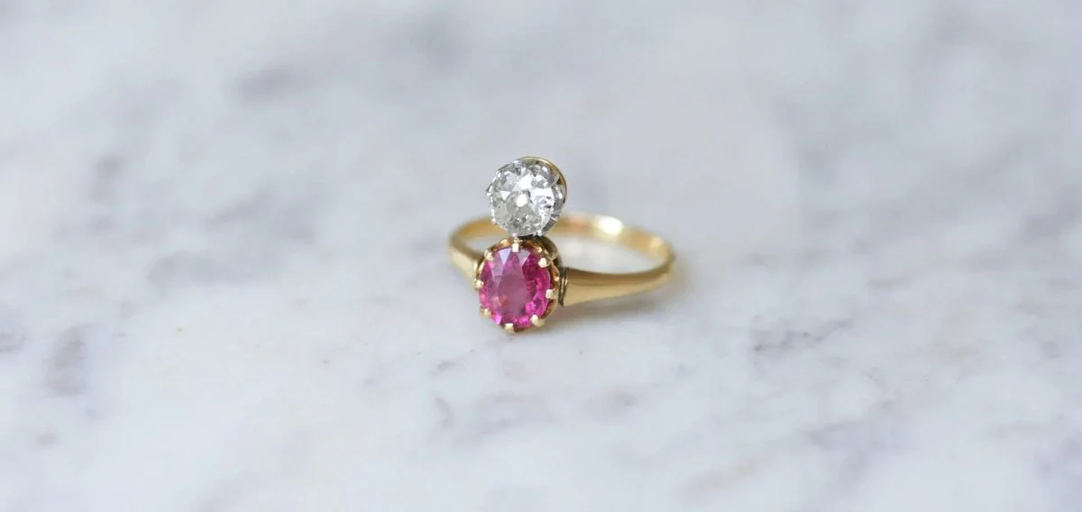 Bague aigrette diamant et tourmaline rose - Image 3